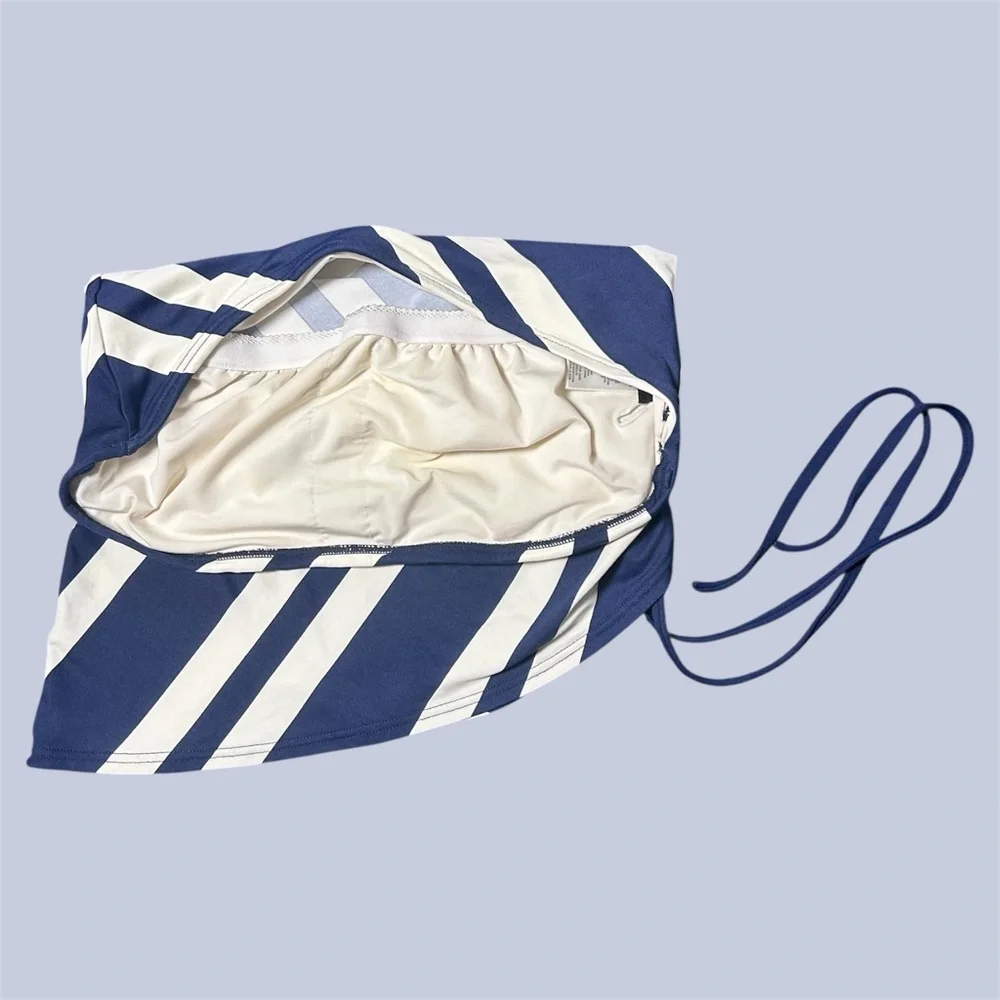 DKNY Striped Blue and White Swim Top size medium